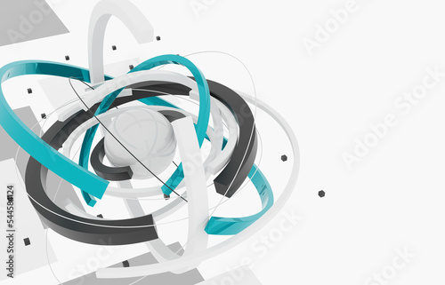 Tech modern round elements on a white background