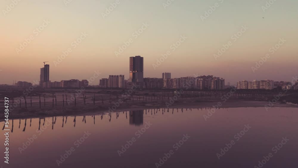 Aerial view of the vast port being prepared by China in Karachi, Pakistan.