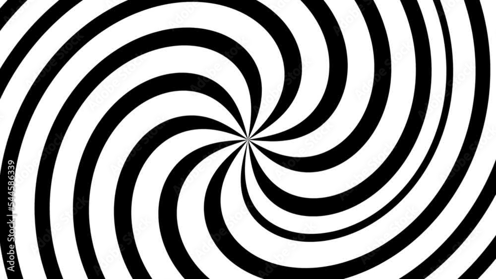 Black and white hypnosis spiral animated background
