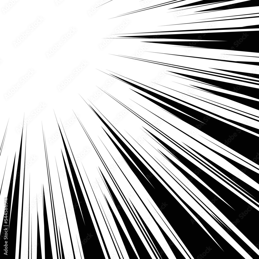 Obraz premium 黒色の漫画風の集中線の素材