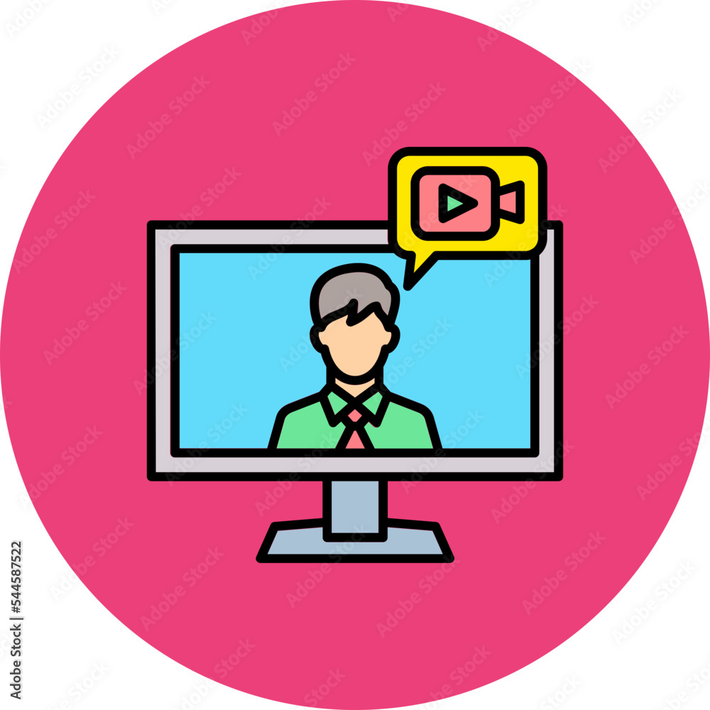 Live Stream Multicolor Circle Filled Line Icon Live Stream Multicolor Circle Filled Line Icon