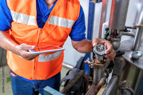 Electrical engineer inspection thermocouple and commissioning during pressure steam drum shutdown