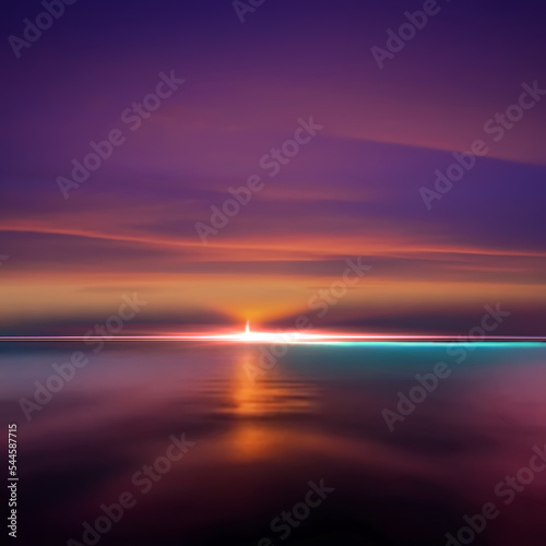  pink  lilac gold orange sunset and cloudy sky on evening  at sea seascape