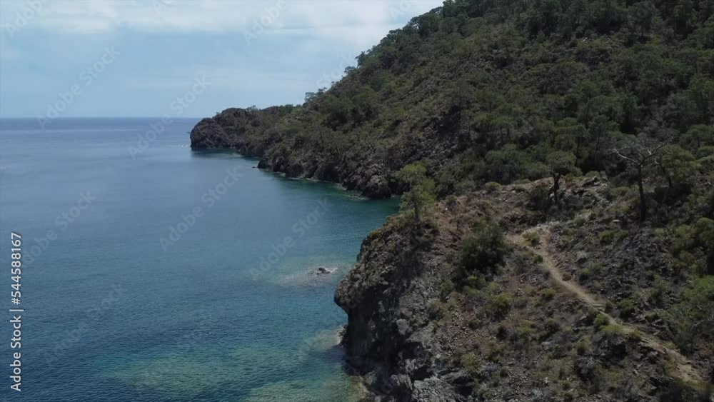 Aerial view of cozy bays on the ancient Lycian way of Cirali on the Turkish Riviera, Antalya region Aerial view of cozy bays on the ancient Lycian way of Cirali on the Turkish Riviera, Antalya region