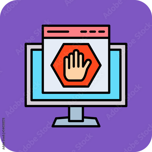 Ad Blocker Multicolor Round Corner Filled Line Icon