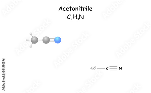 Stylized molecule model/structural formula of acetonitrile.