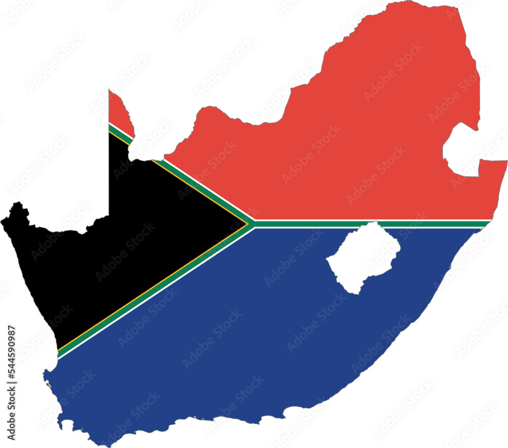 Map with Flag of South Africa with Stroke Vector, Isolated on ...