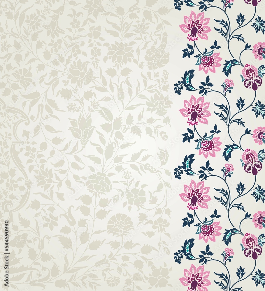 Obraz premium wedding card design, traditional paisley floral pattern , royal India 