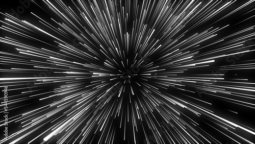 Abstract hyperspeed background. Movements of big data cyberspace. Dynamic light lines on the speed. Futuristic explosion of light. Colored rays in motion. 3D rendering.