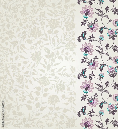 Wallpaper Mural wedding card design, traditional paisley floral pattern , royal India	 Torontodigital.ca