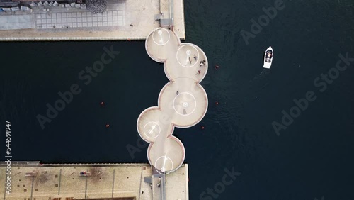 Drone top view five circle bridge in Copenhaguen