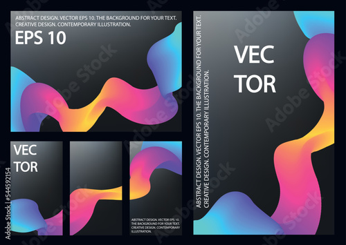 Bright, abstract background. Blue, pink and yellow shimmer with on a black background. 
Background for the design of posters and banners. Stock vector.