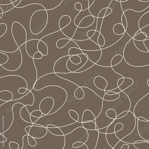 Seamless scribble pattern in nature brown colors. Fantasy modern line art background