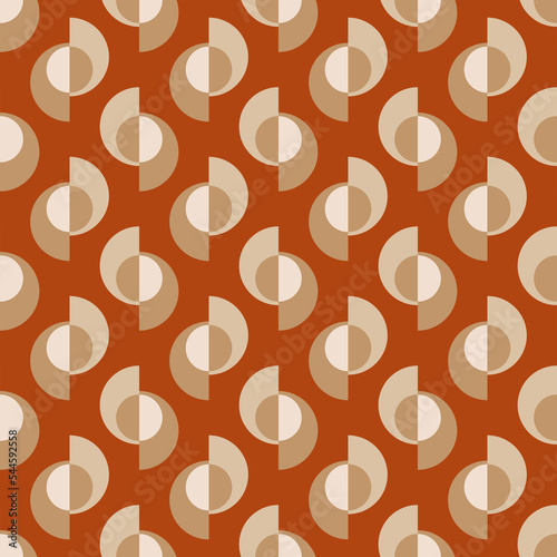 Seamless geometric pattern with bohemian style elements. Shell on brick color background Vector print for fabric background
