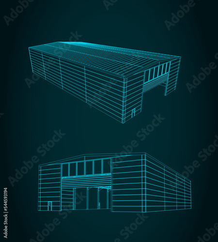 Industrial hall building drawing