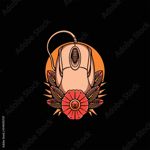 oldschool computer mouse vector design