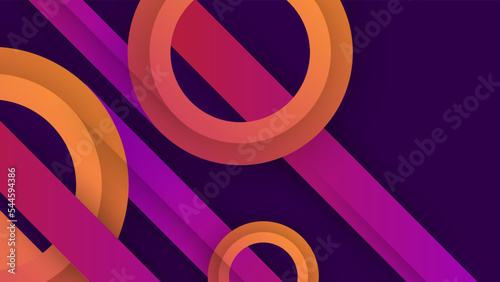 Abstract 3d orange and pink purple gradient background with circle and line geometric shapes. Vector abstract graphic design banner pattern presentation background wallpaper web template.