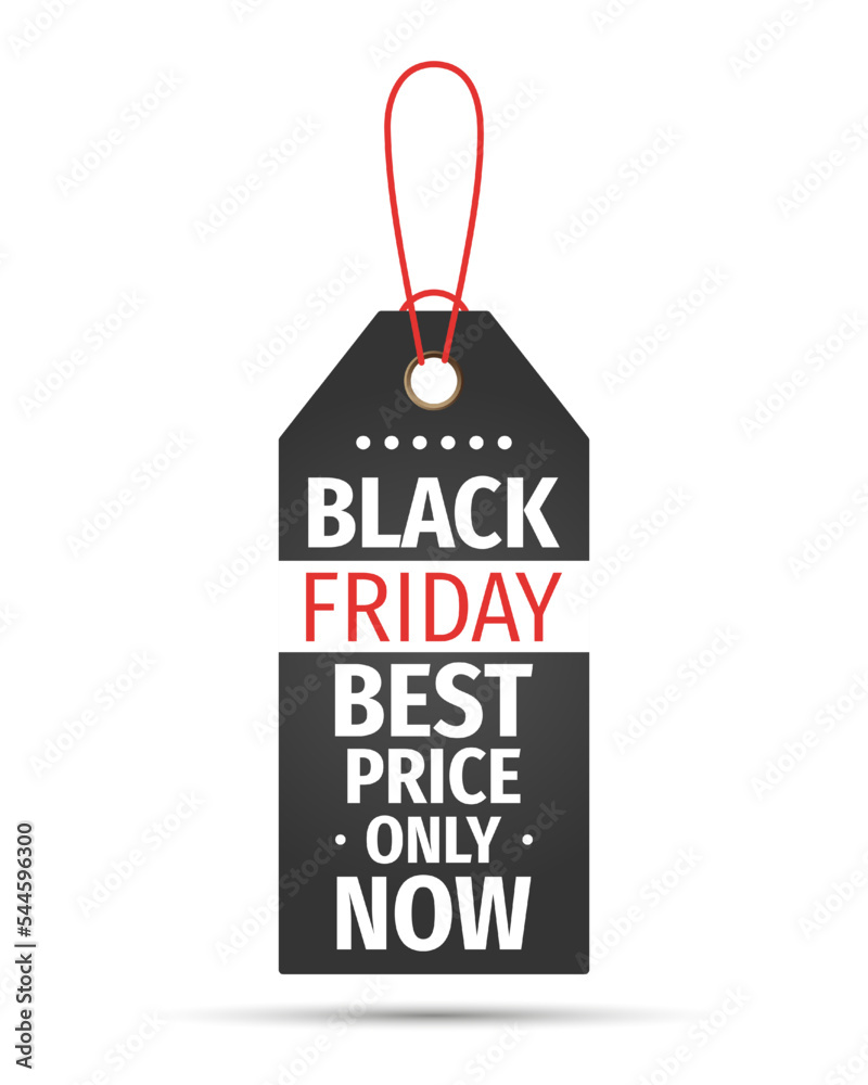 Black Friday sales tag. Black friday design, sale, discount, advertising, marketing price tag. Clothes, furnishings, cars, food sale,