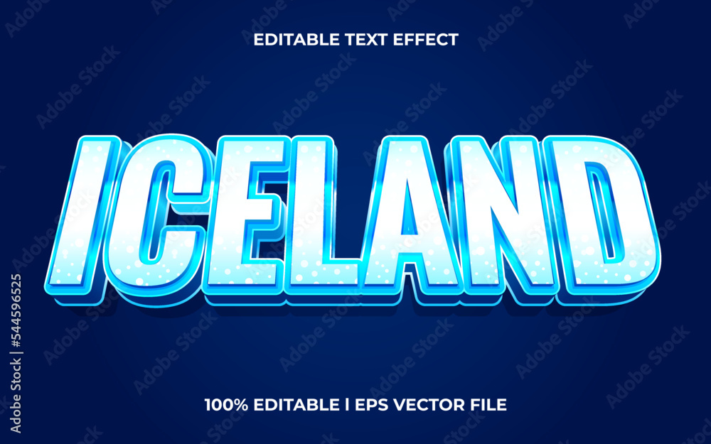 ice land text effect editable modern lettering typography font style, ice 3d text for tittle and sticker
