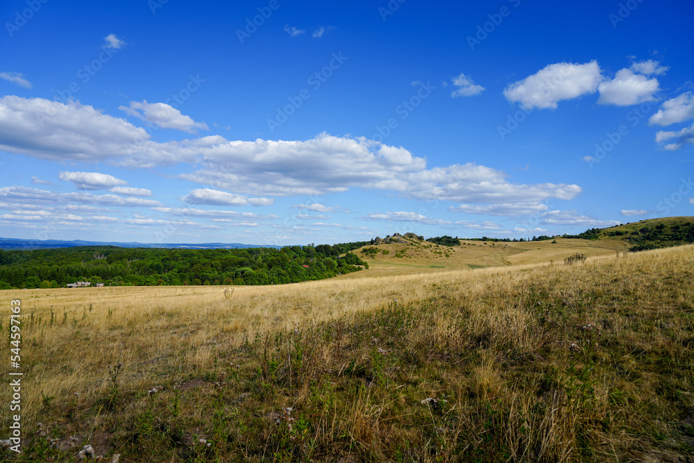 Nature in the Dörnberg nature reserve. View of the surrounding countryside near Kassel.
Nature in the Dörnberg nature reserve. View of the surrounding countryside near Kassel.