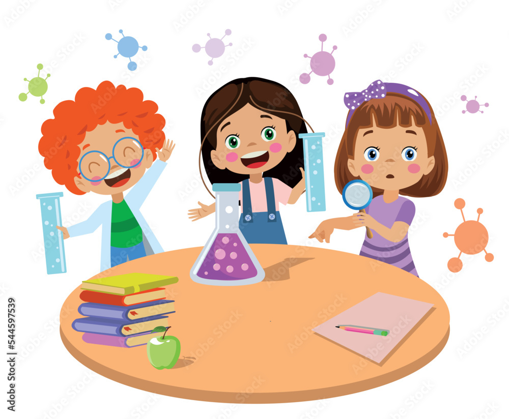 cute kids experimenting at the round table cute kids experimenting at the round table