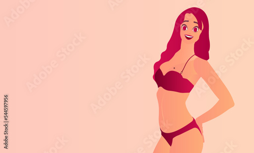Beautiful, sexy young woman in a bikini.