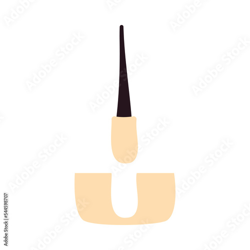 FUE hair transplant treatment symbol. Extracting hair follicle from scalp. Alopecia medical procedure. Hair loss diagnosis and transplantation concept. Vector illustration.