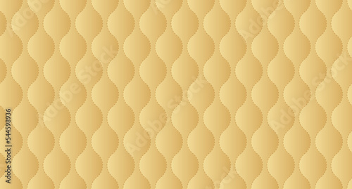 Simple upholstery quilted background. Gold leather texture sofa backdrop. Vector illustration