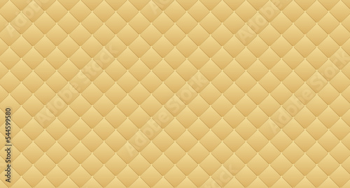Simple upholstery quilted background. Gold leather texture sofa backdrop. Vector illustration photo