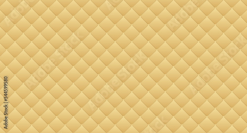 Simple upholstery quilted background. Gold leather texture sofa backdrop. Vector illustration