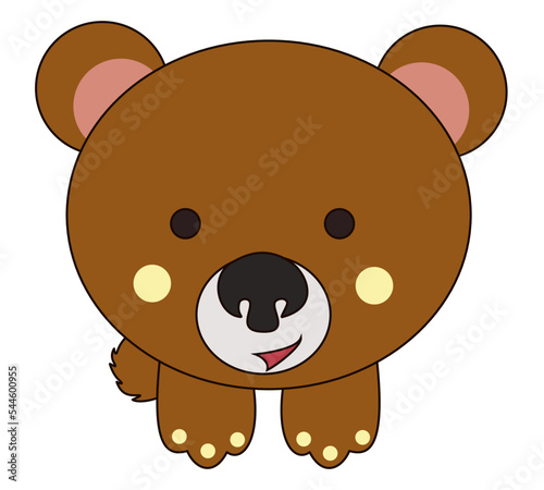 Teddy Bear Cub Cute Cartoon Kawaii Hippopotamus in Flat  Isolated Vector Illustration 