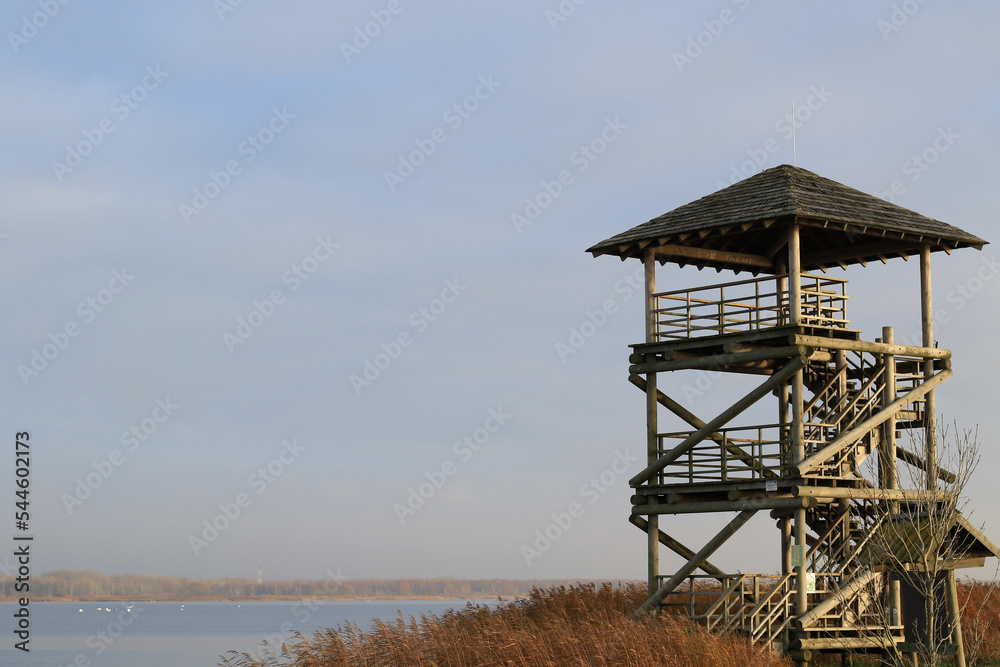 empty wooden bird watching tower