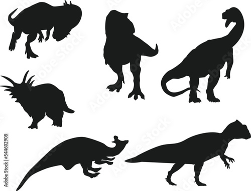 Set of Dinosaur isolated vector Silhouettes