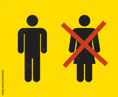 couple designed with sign-style showing a woman canceled. gender discrimination. sexism. human rights photo