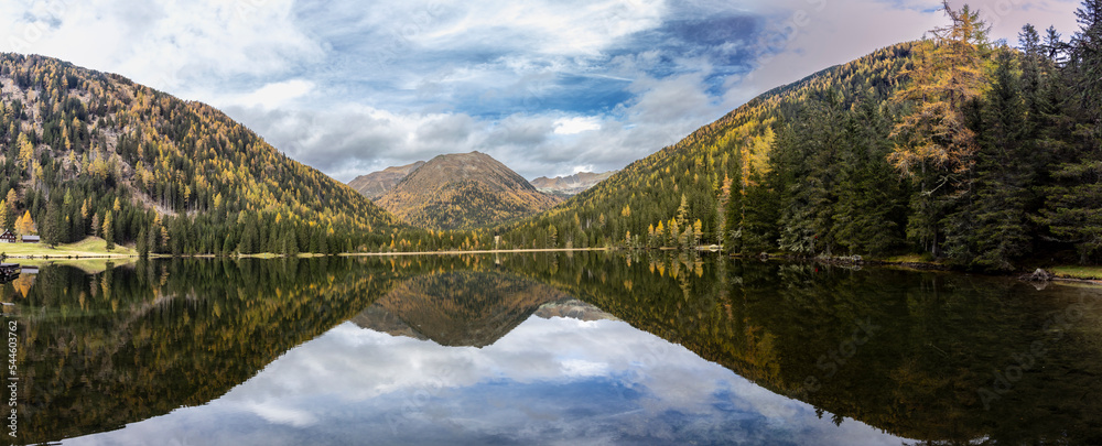 Lake Etrachsee in the Austrian municipality of Krakau in the Murau district of Styria. It is 1,374 meters above sea level in the Krakau Valley, a high plateau in the Schladminger Tauern, Austria