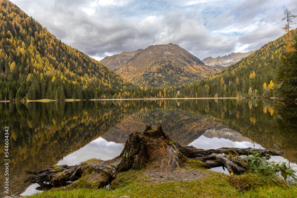 Lake Etrachsee in the Austrian municipality of Krakau in the Murau district of Styria. It is 1,374 meters above sea level in the Krakau Valley, a high plateau in the Schladminger Tauern, Austria