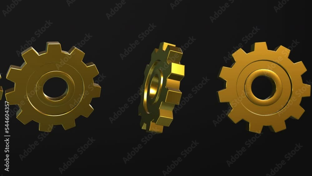 engine gears wheels slowly rotating dark metallic gears. Iron clockwork