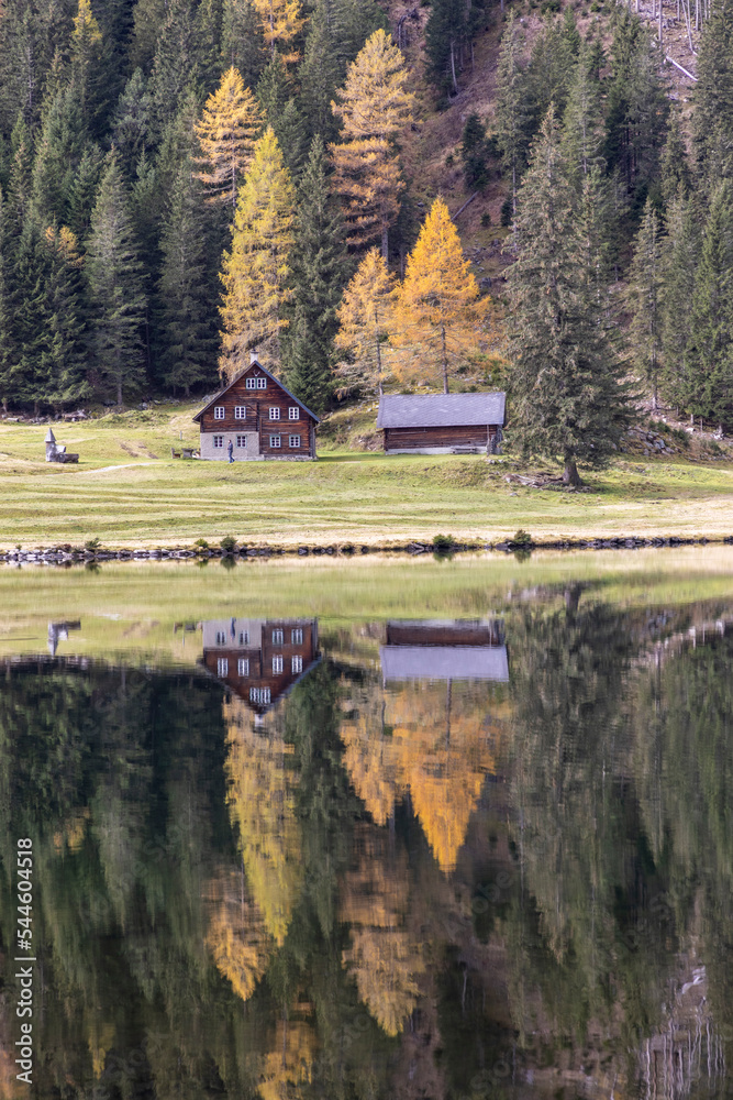 Lake Etrachsee in the Austrian municipality of Krakau in the Murau district of Styria. It is 1,374 meters above sea level in the Krakau Valley, a high plateau in the Schladminger Tauern, Austria