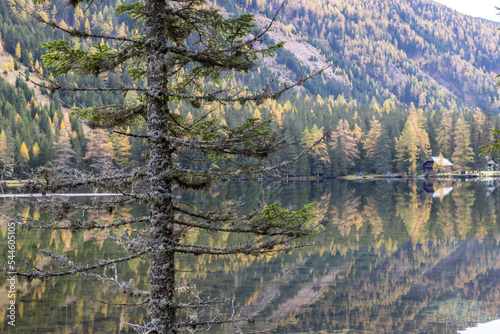 Lake Etrachsee  in the Austrian municipality of Krakau in the Murau district of Styria. It is 1,374 meters above sea level in the Krakau Valley, a high plateau in the Schladminger Tauern, Austria photo