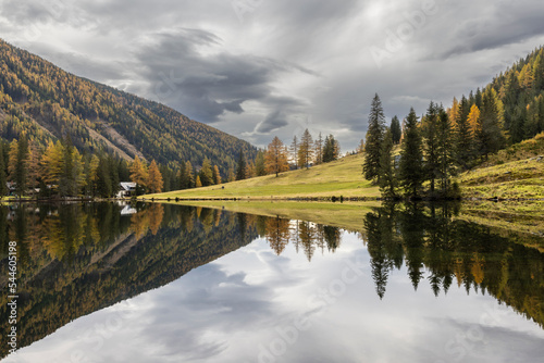 Fototapeta Naklejka Na Ścianę i Meble -  Lake Etrachsee  in the Austrian municipality of Krakau in the Murau district of Styria. It is 1,374 meters above sea level in the Krakau Valley, a high plateau in the Schladminger Tauern, Austria