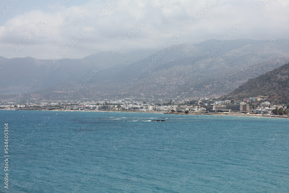 View of the sea coast of the island of Cyprus in Greece