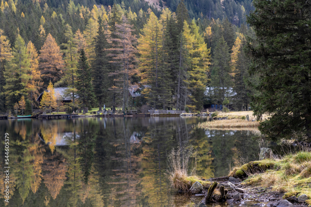 Lake Etrachsee in the Austrian municipality of Krakau in the Murau district of Styria. It is 1,374 meters above sea level in the Krakau Valley, a high plateau in the Schladminger Tauern, Austria