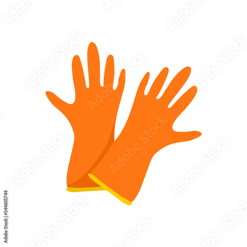 gloves flat style icon design, Cleaning service wash home hygiene equipment domestic interior housework and housekeeping theme 