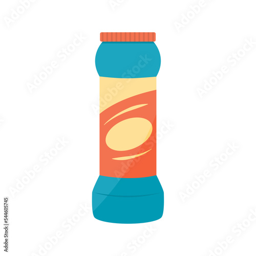 Vector flat bottle with cleaning powder for kitchen, bathroom, toilet