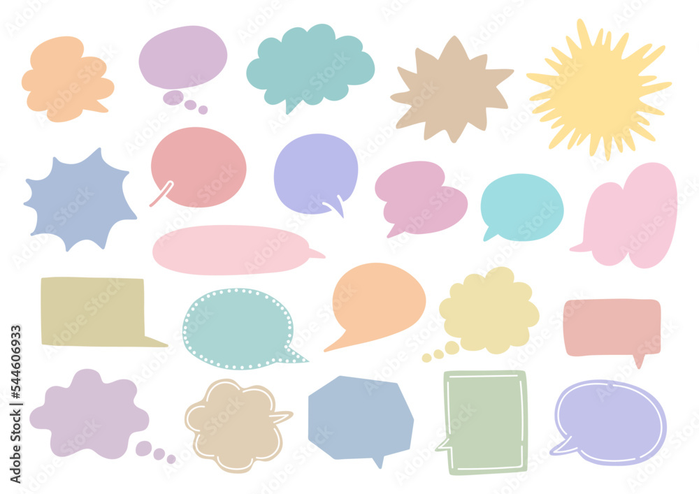 吹き出しのイラストセット: 淡い色の吹き出し Stock Vector | Adobe Stock
