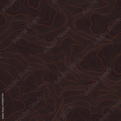 Vector brown background with black textured topographical contour of Kanchenjunga