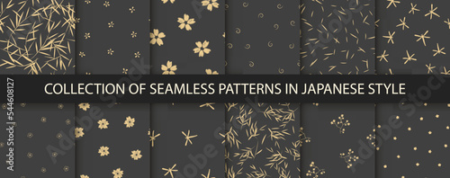 12 different asian vector seamless patterns. Endless texture can be used for wallpaper, pattern fills, web page background,surface textures.