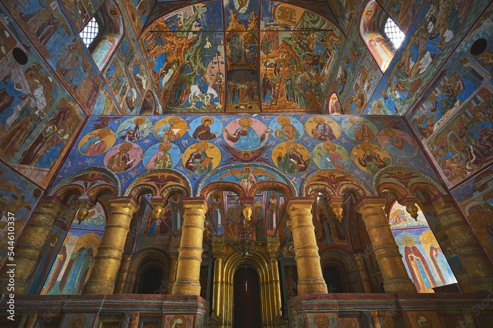 Beautiful painted church at Rostov Kremlin, Russia