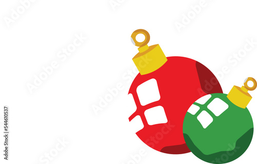 christmas tree balls in red and green.