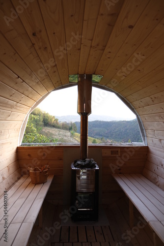 Obraz na płótnie Sauna vue montagne w salonie